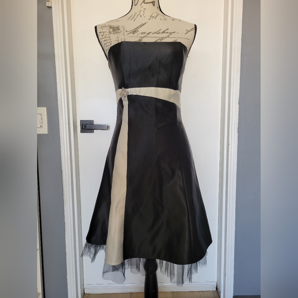 Vintage Rare Jessica Mc Clintock For Gunne Sax 90's Strapless Black White Dress